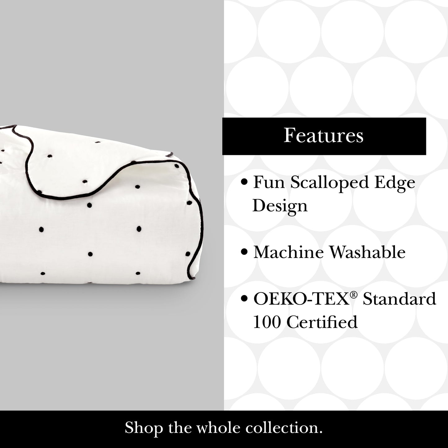 kate spade new york Scalloped Edge 3-Piece Full/Queen Quilt Bedding Set, 100% Cotton Reversible Cover, All Season Warmth Bedding, Machine Washable, Marshmallow
