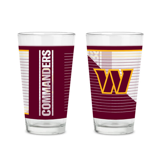 Rico Industries NFL Football Washington Commanders 16 oz Pint Glasses with Digitally Printed Logo, Practical Set of 2 Classic Drinking Glasses, Dishwasher Safe