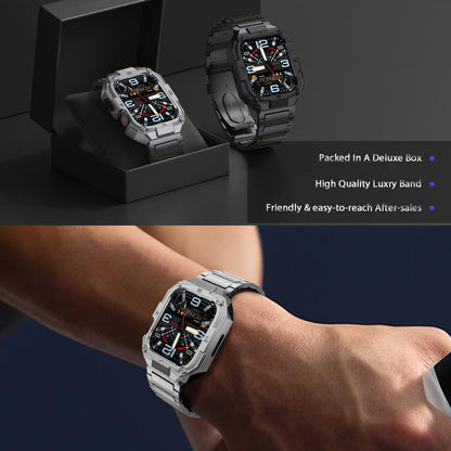 Stainless Steel Case with Band Compatiable for Apple Watch 44mm Bands -Rugged Metal iWatch Bumper Cover and Strap for Men iWatch Bands Series 6 5 4,Titanium