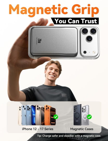 Magnetic Portable Charger, 10000mAh Power Bank, 20W Fast Charging for Magsafe Battery Pack, Travel Essential Wireless Charger Compatible with iPhone 17/16/15/14/13/12 Pro/Max/Air/Plus Series, Samsung