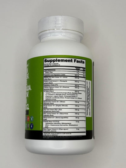 Clean Nutraceuticals Slippery Elm Psyllium Husk Pre Probiotic Digestive Gut Health Supplement with Aloe Vera Cascara Sagrada Marshmallow Root DGL Licorice Senna Extract