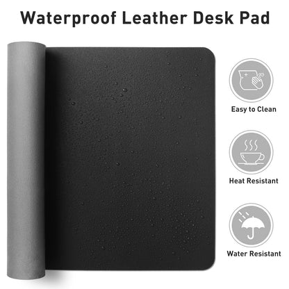 Aothia Leather Desk Pad Protector,Mouse Pad,Office Desk Mat, Non-Slip PU Leather Desk Blotter,Laptop Desk Pad,Waterproof Desk Writing Pad for Office and Home (Black,31.5" x 15.7")