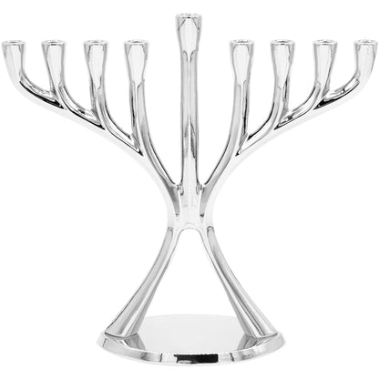 The Dreidel Company Contemporary Hanukkah Menorah, Polished, Non-tarnishing, Holds Most Hanukkah Candles (Silver)