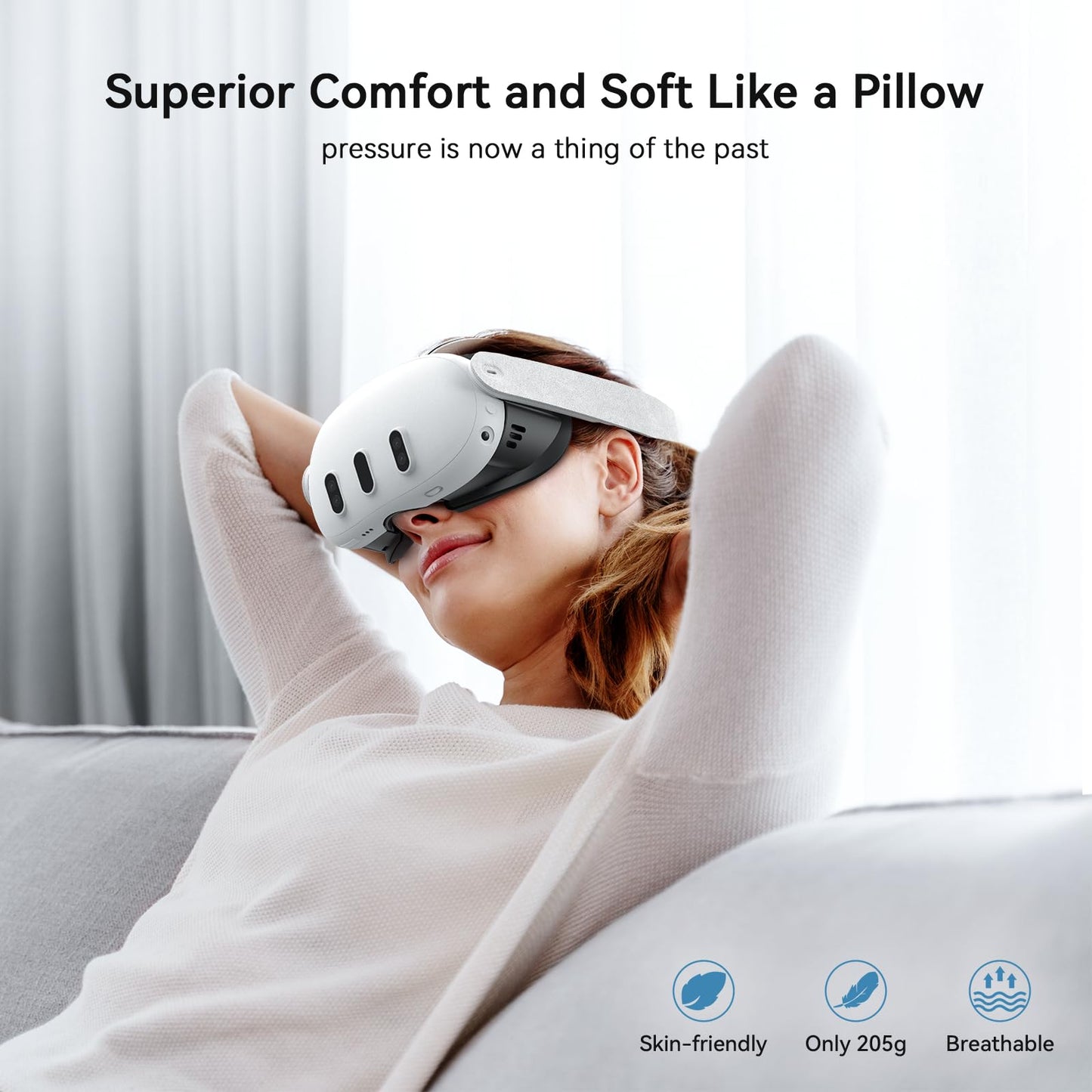 AMVR Face Cover Pad Facial Interface Compatible with Meta/Oculus Quest 3 Accessories, with Soft PU Face Cushion Pad Replacement and Breathable Ice Silk Cotton, NOT Compatible with Meta Quest 3S