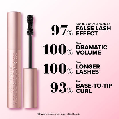 Too Faced Better Than Sex Volumizing Mascara | False Lash Effect with Volume, Length, Curling + Conditioning Peptides, 0.27 Fl Oz, Black