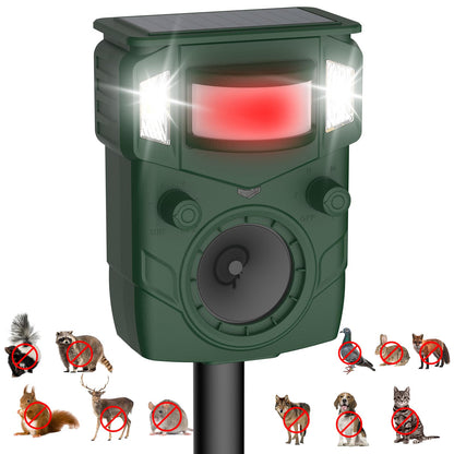 2025 Upgraded Solar Ultrasonic Animal Repellent Outdoor – Motion Activated Deer, Squirrel, Cat, Raccoon, Dog & Bird Deterrent with Multi-Frequency LED Strobe & Ultrasonic Sweep for Yard, Garden, Farm