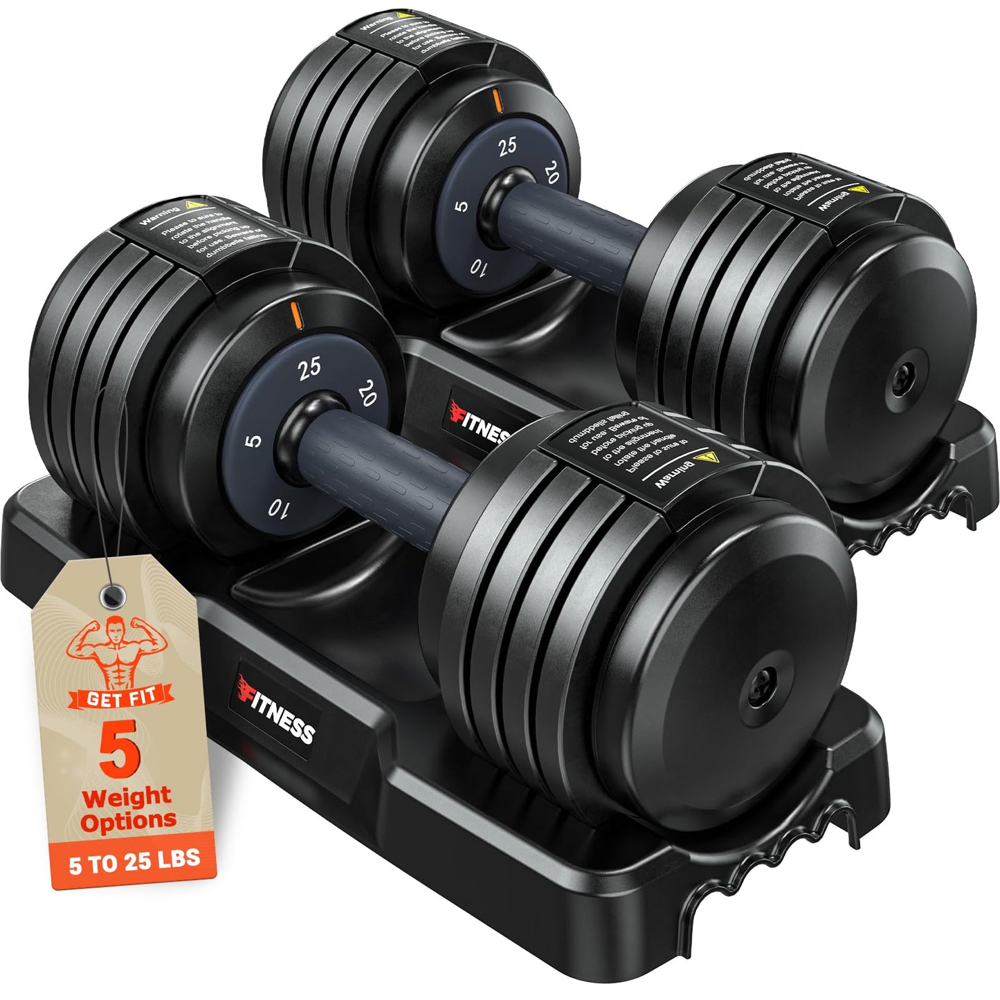 Rendpas Adjustable Dumbbells Set of 2, Select Weight Dumbbell Set, 5 in 1 Free Dumbbell Set with Anti-Slip Texture Handle, Weight Set For Home Gym Suit both Men and Women