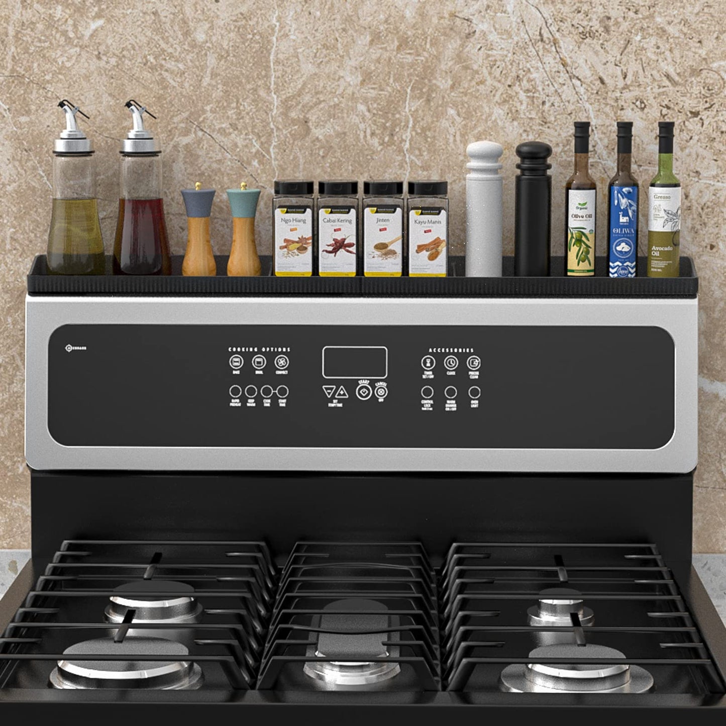 30 Inch Silicone Stove Top Shelf Magnetic for Kitchen Gadgets, Soft Flexible Strong Magnetic Heat Resistant Spice Rack Kitchen Organizer for Over Stove