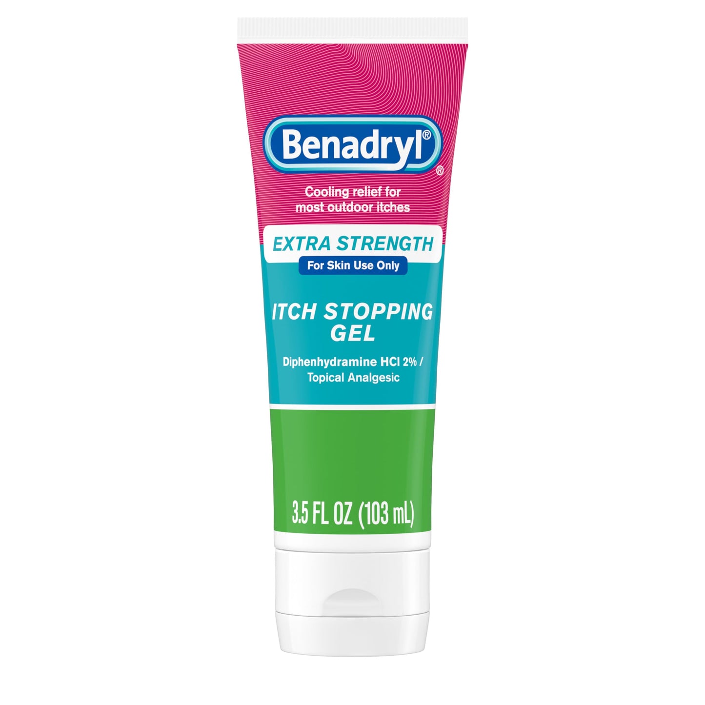 Benadryl Extra Strength Anti Itch Relief Gel, 2% Diphenhydramine HCl, Relief from Insect Bites, Sunburn & More, Great for Camping Essentials, 3.5 fl oz