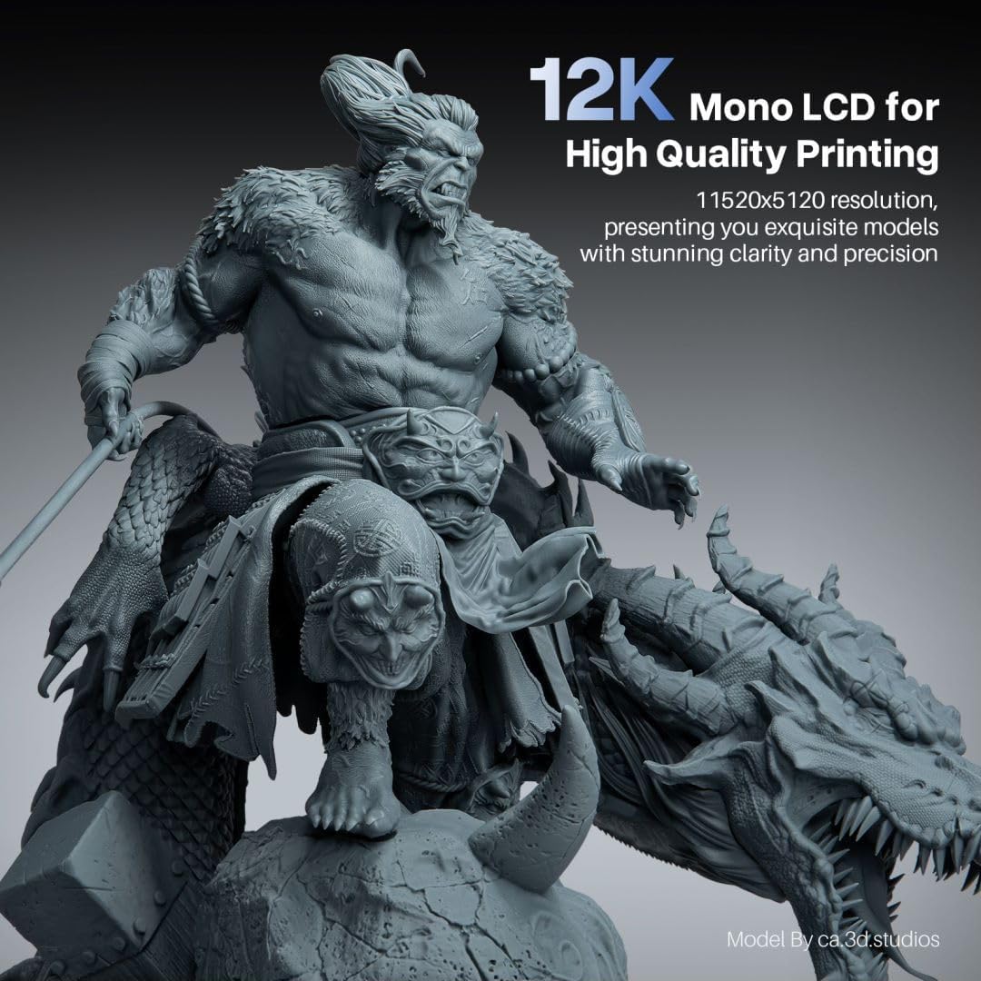 ELEGOO Saturn 4 Ultra 12K Resin 3D Printer, with Smart Automatic Leveling, 10-Inch 12K Monochrome LCD, 150mm/h Faster Printing Speed,8.62x4.84x8.66 Inch Printing Size