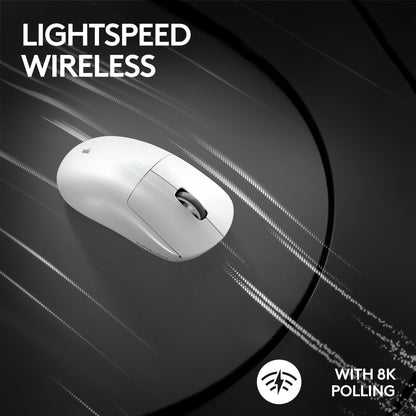 Logitech G PRO X SUPERLIGHT 2 Wireless Gaming Mouse, 60g Pro-Grade with 5 Programmable Buttons, 44k DPI Sensor, 8kHz Report Rate, USB-C Charging for PC/Mac - White