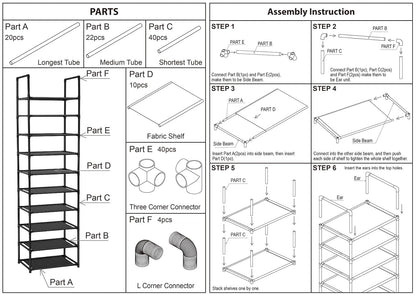 FIDUCIAL HOME 10 Tiers Shoe Rack 20-25 Pairs Sturdy Shoe Shelf
