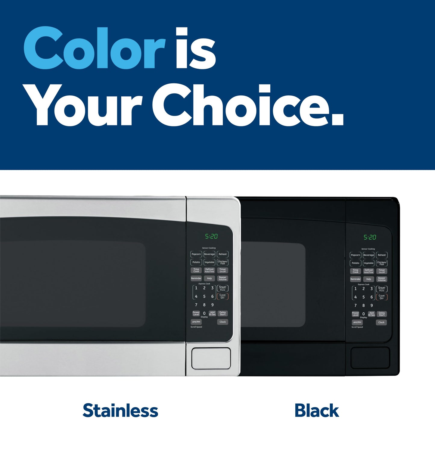 GE Countertop Microwave Oven, 1,200-watt Capacity, 2.0 Cubic Ft., 8 Auto Setting Cooking Settings, Child-Lock Technology, Kitchen Essentials for the Countertop, Dorm Room or Apartment, Stainless Steel