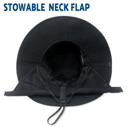 NPJY Sun Fishing Hats for Men Women UV Sun Protection Bucket Hat with Foldable Neck Flap Pure Darkgray