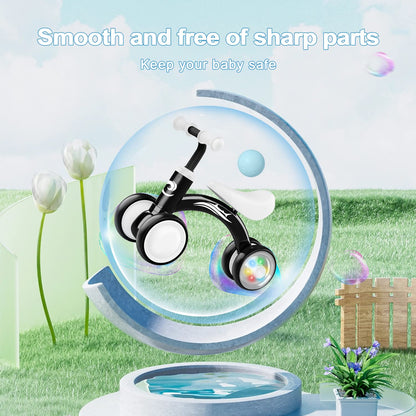 Colorful Lighting Baby Balance Bike Toys for 1-2 Year Old Boy Gifts, 10-36 Month Toddler Balance Bike, No Pedal 4 Silence Wheels&Soft Seat First Riding on Toys, One Year Old Boy Birthday Gifts.