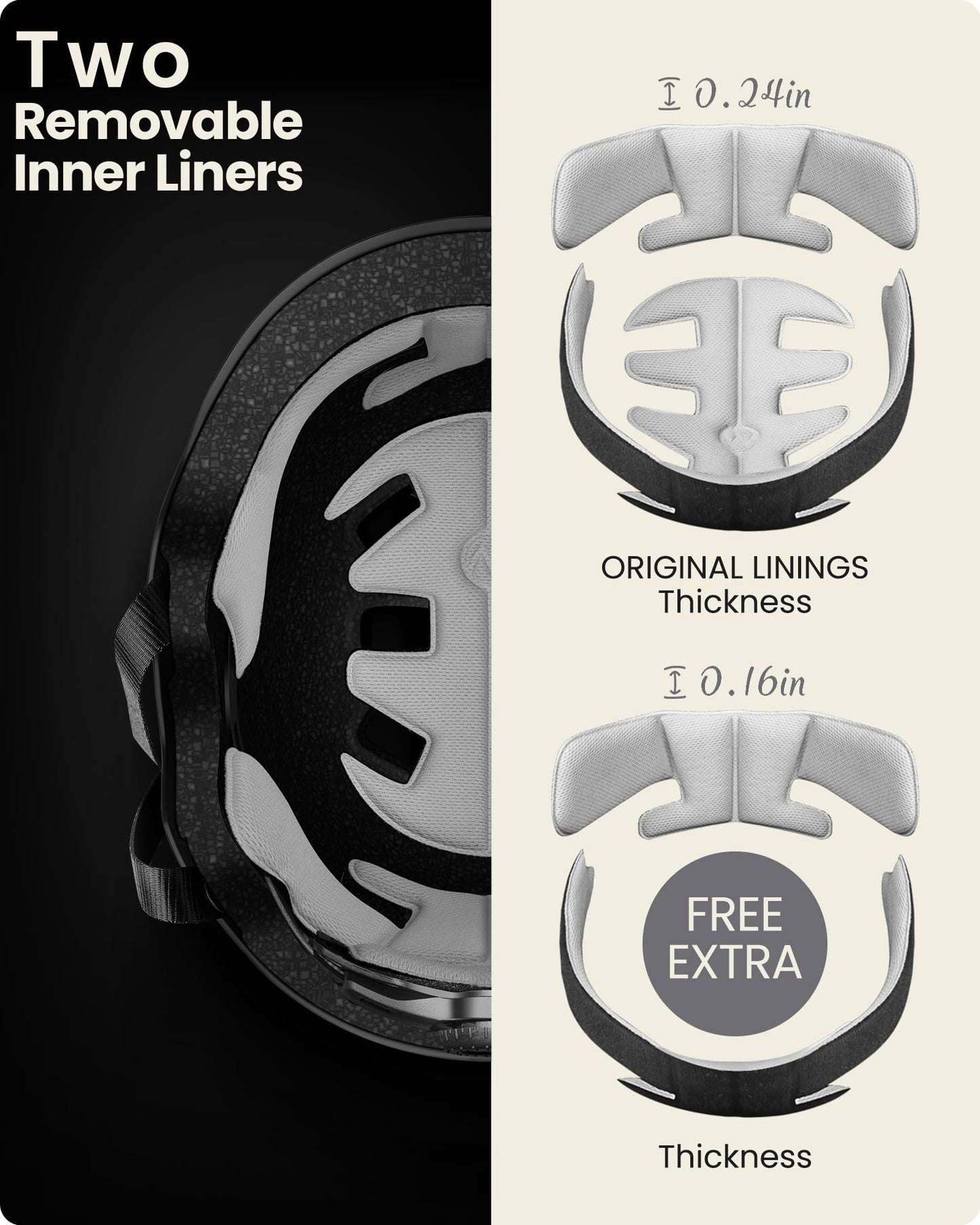 OutdoorMaster Skateboard Cycling Helmet - Two Removable Liners Ventilation Multi-Sport Scooter Roller Skate Inline Skating for Kids, Youth & Adults