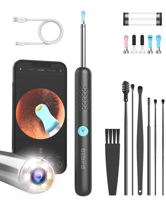 BEBIRD Wax Removal Tool: R1 Upgraded Ear Canal Cleaner with 1080P Camera, Smart Visual Wax Remove Kits with 6 LED Lights & Multi Replacement Tip for Daily Cleaning Ear