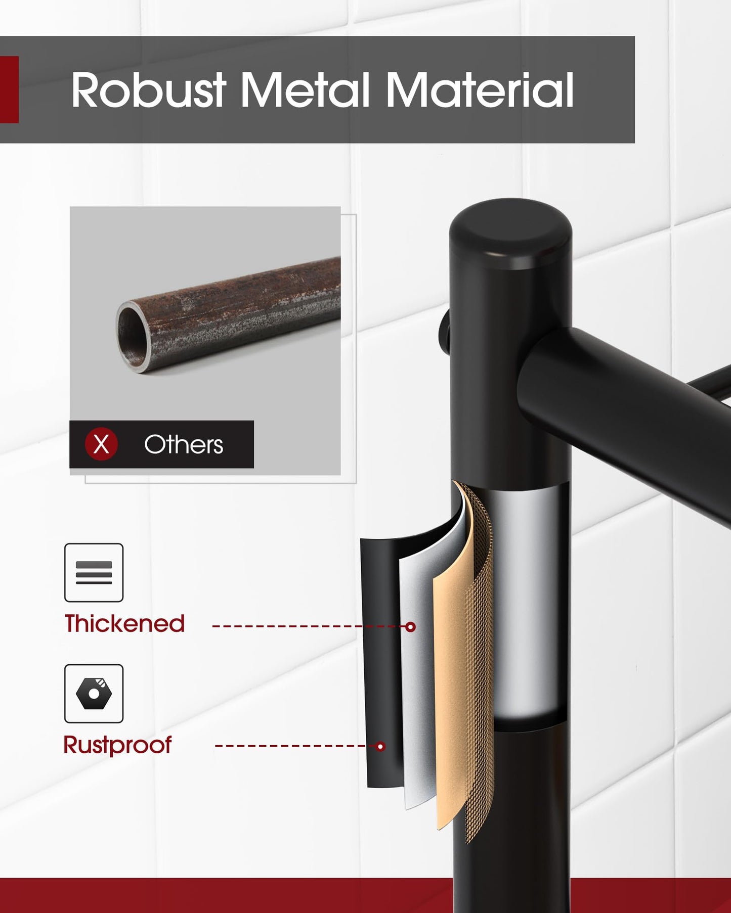 Sakugi Storage Shelves Organizer - 5 Tier Metal Shelf Organizer with Metal Wheels and Adjustable Leveling Feet, Heavy Duty Garage Shelving for Kitchen, Pantry and Closet, 33.1"x12.6"x73.5", Black