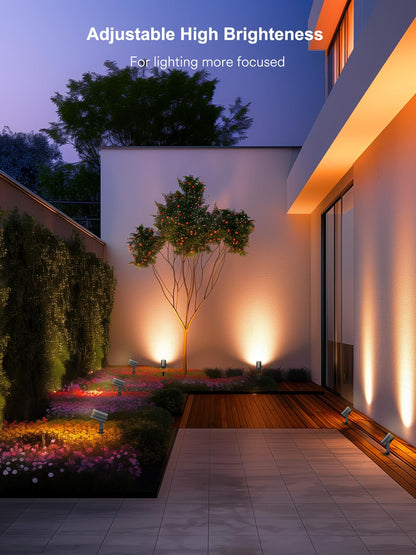 ANGELHALO Smart Landscape Spotlights, 4 Pack RGBW Pathway Lights, 2000LM Dimmable, IP65 Waterproof, Compatible with Alexa, Outdoor Decoration