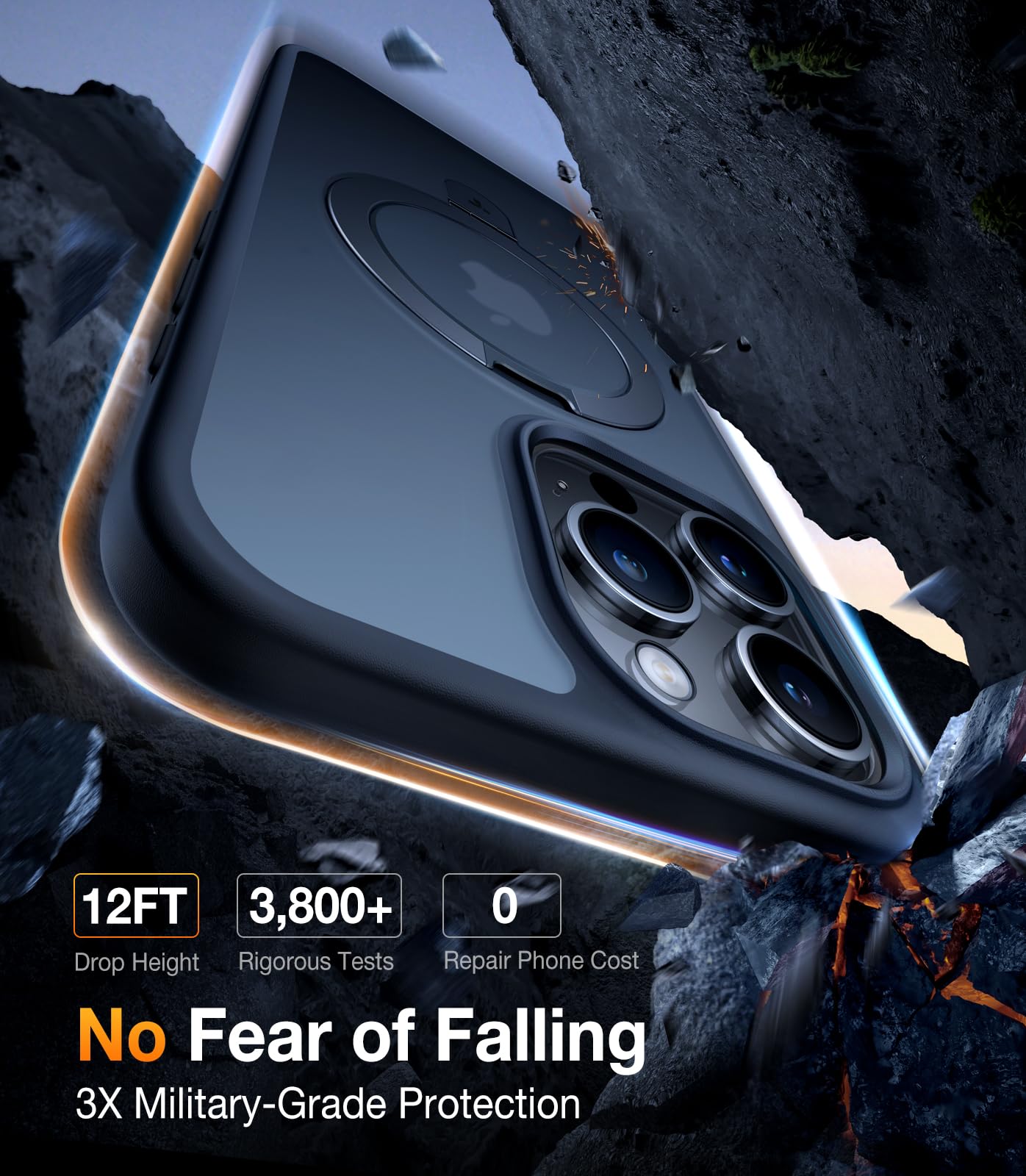 TORRAS Magnetic Ostand for iPhone 15 Pro Max Case 6.7 inch, [Military Grade Drop Tested][Compatible with MagSafe][Built in Kickstand] Translucent Slim Back Soft Edge, Frost Black