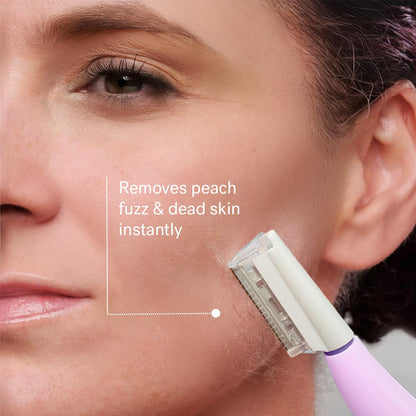 Michael Todd Beauty Sonicsmooth Dermaplane Razor for Women Face + Eyebrow trimmer Dermaplaning System - Peach Fuzz Remover - 8 Weeks of Dermaplaning Blades
