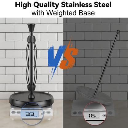 Countertop Paper Towel Holder, Premium Stainless Steel Kitchen Roll Holder with Double Ratchet Mechanism - Decorative for Kitchen, Bathroom, Farmhouse