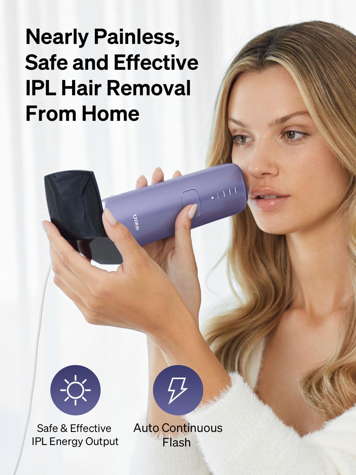 Ulike Laser Hair Removal for Women and Men, Air 3 IPL Hair Removal with Sapphire Ice-Cooling System for Nearly Painless & Long-Lasting Result, Flat-Head Window for Body & Face at-Home Use