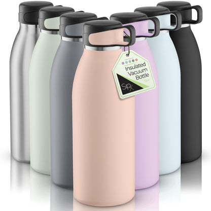 SipX™ Triple-Insulated Stainless Steel Water Bottle - 32oz. With Cover Lid, BPA-Free Reusable Insulated Water Bottle Keeps Cold For 24 Hours, (Pink)