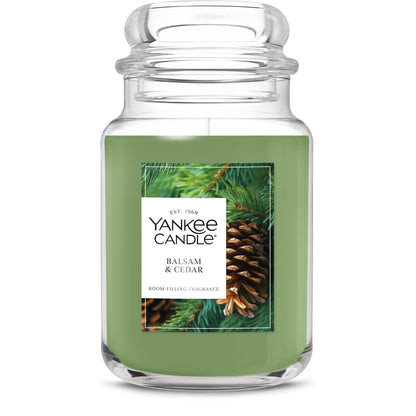 Yankee Candle, Balsam & Cedar Fall Scented Candle, 22oz Large Jar with up to 150 Hour Burn Time