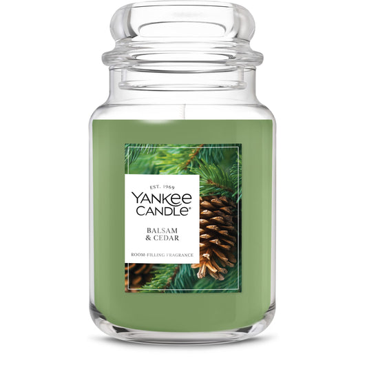 Yankee Candle, Balsam & Cedar Fall Scented Candle, 22oz Large Jar with up to 150 Hour Burn Time