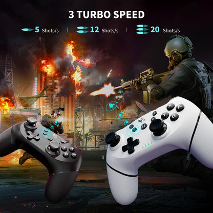 AceGamer Wireless Pro Controller for Nintendo Switch/Lite/OLED/Switch 2/PC, 2 pack, Dual Vibration/Turbo/Ergonomic ! (Black&White)