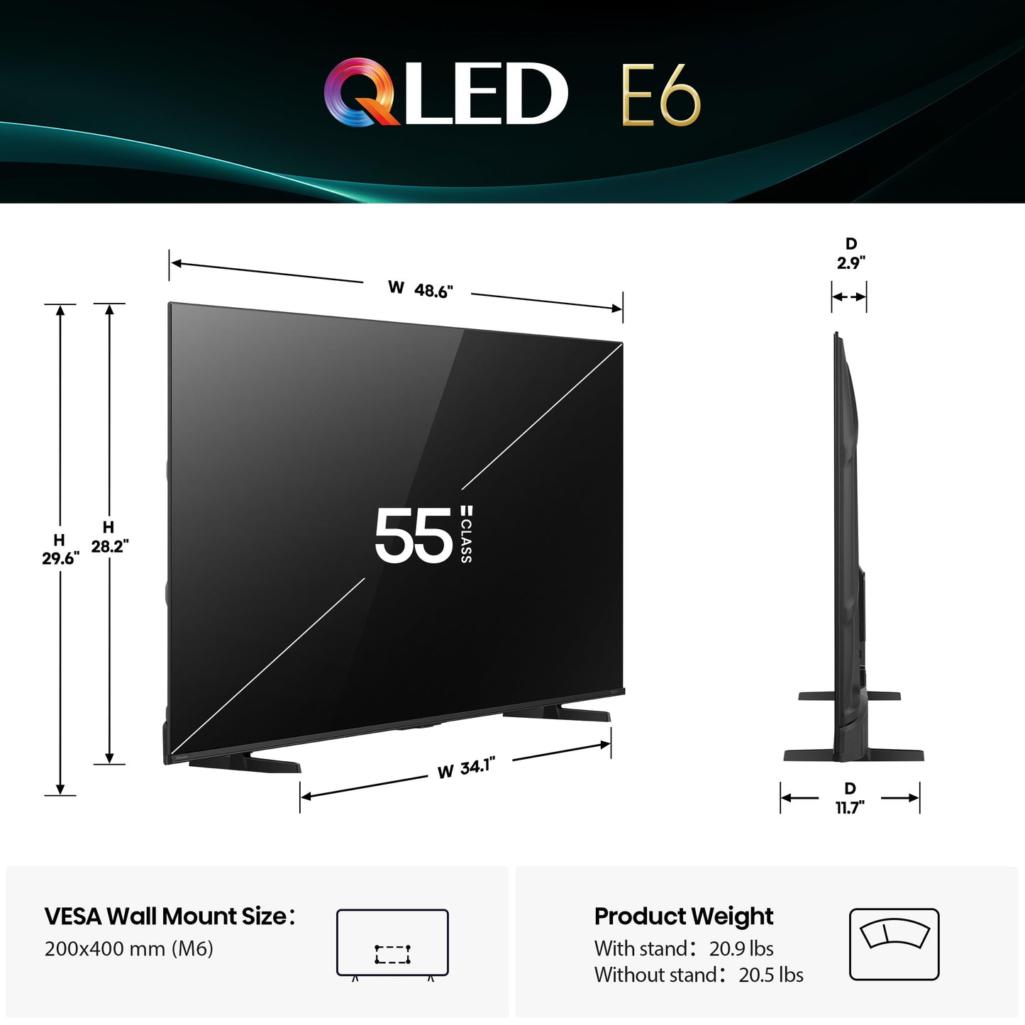Hisense 55" E6 Cinema Series QLED 4K UHD Smart Fire TV (55E6QF, 2025 Model) - QLED, AI Light Sensor, Dolby Vision · Atmos, Voice Remote with Alexa, Motion Rate 120, HDR 10+ Adaptive, Game Mode Plus