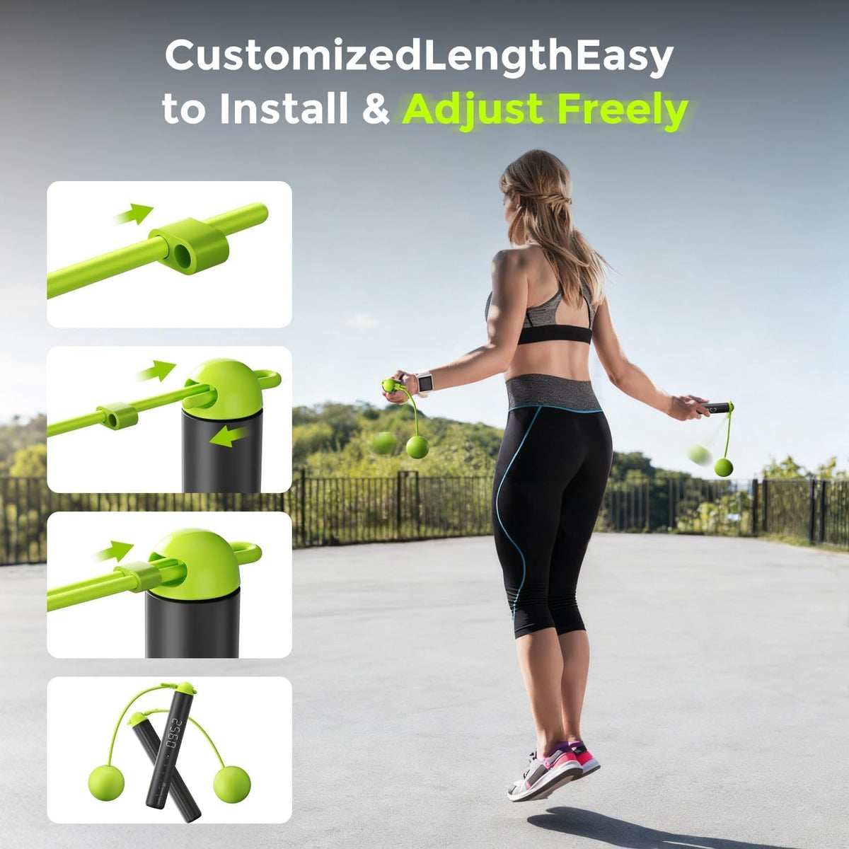 Layshawn Smart Jump Rope with 9-Axis Gyroscope,Wireless Jumping Rope,Supports Somatosensory Games Real-time Data Tracking via App,Fitness Jump Rope for Kids and Adults Ideal for Home or Gym (Green)