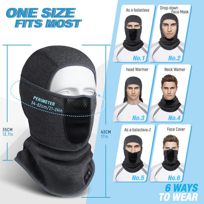 Balaclava Ski Mask (with Breathable Holes) Windproof Winter Fleece Neck Face Warmer for Men&Women Black