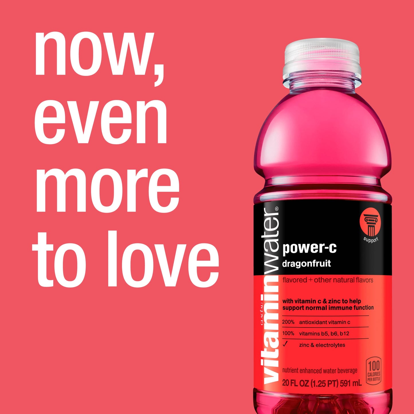 vitaminwater power-c electrolyte enhanced water w/vitamins, dragonfruit drinks, 20 fl oz, 12 Pack