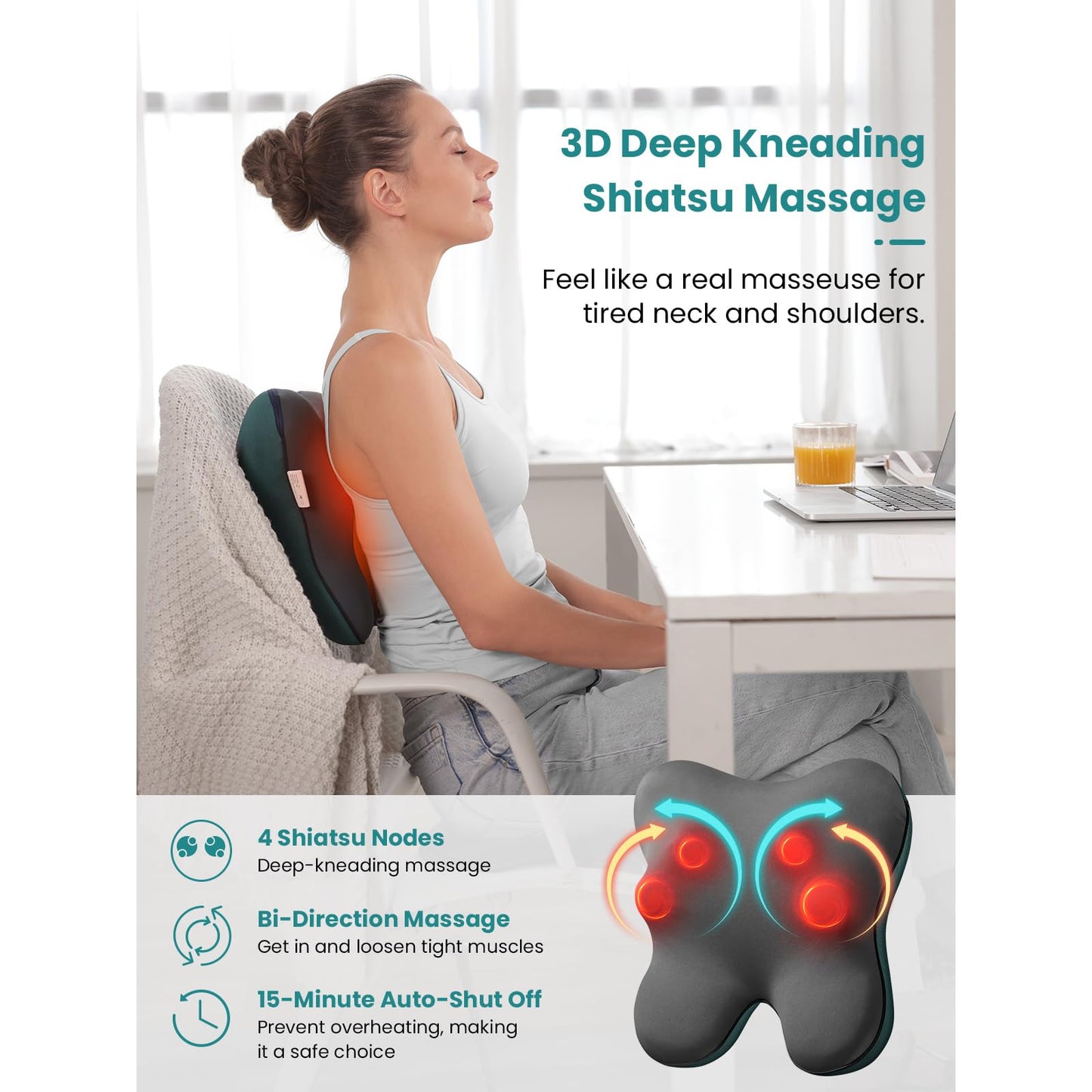 BOB AND BRAD Back Massager with Heat FSA HSA Eligible, EZBack Corded Neck Massager for Pain Relief Deep Tissue, Shiatsu Back Shoulder and Neck Massage Pillow, Full Body Use, Ideal Gifts for Women Men