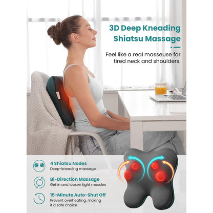 BOB AND BRAD Back Massager with Heat FSA HSA Eligible, EZBack Corded Neck Massager for Pain Relief Deep Tissue, Shiatsu Back Shoulder and Neck Massage Pillow, Full Body Use, Ideal Gifts for Women Men