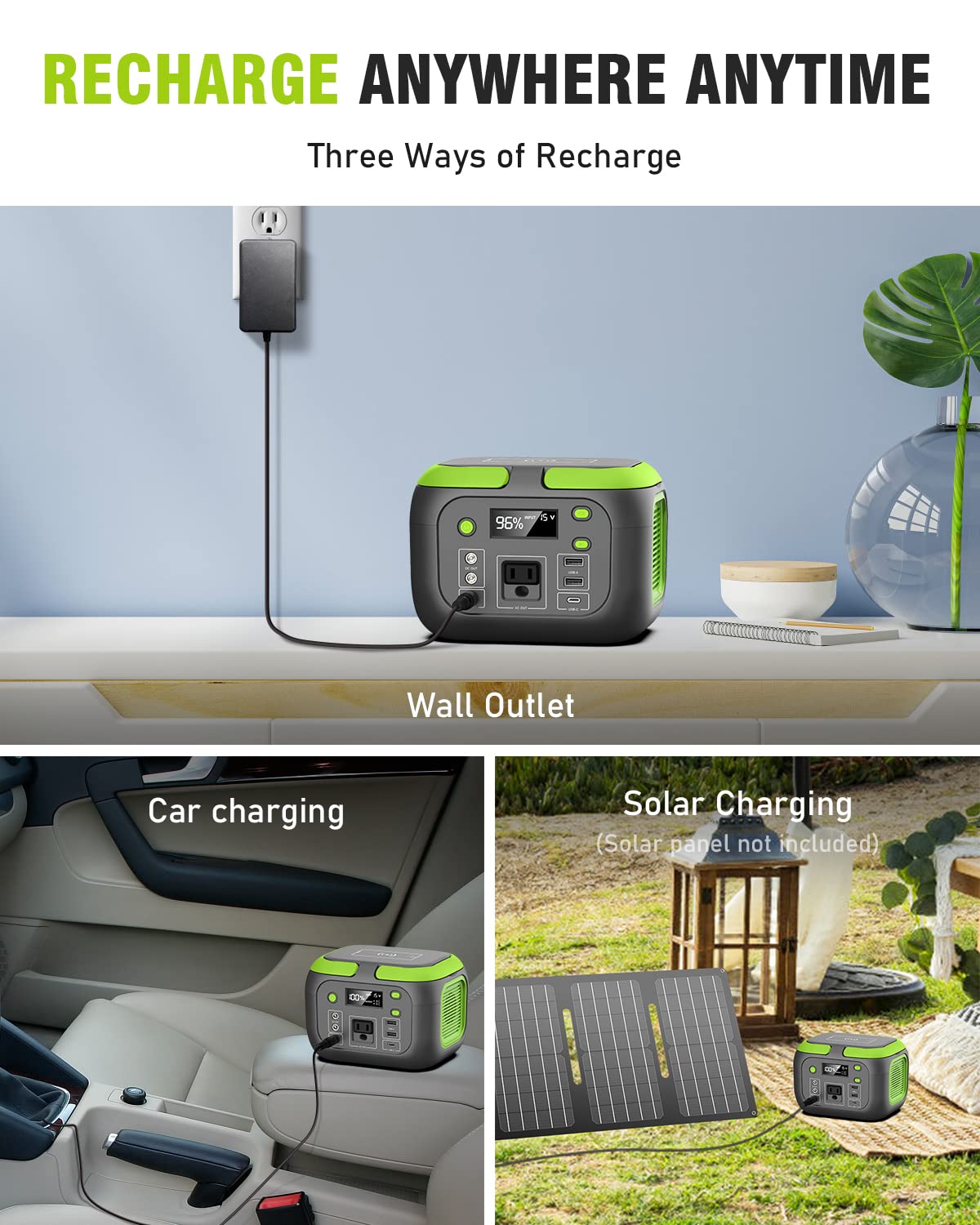 200W Portable Power Station, SinKeu 42000mAh Solar Generator With 110V AC Outlet, DC, USB C, USB QC3.0, 155Wh Backup Battery Pack Power Supply for Camping Essential Road Trip Home Outdoor Emergency