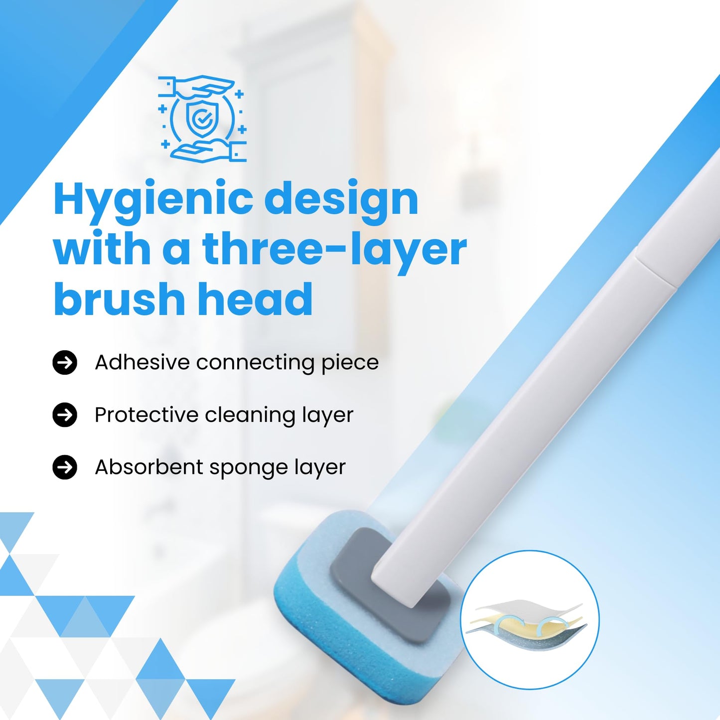 WizardFlush Toilet Brush - Disposable Toilet Bowl-Cleaner for Bathroom - Scrub Brush for Toilet - Space Saving for Storage - Deep Cleaning Wand - Easy to Assemble