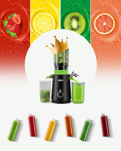 Juicer Machines, ECOSELF Cold Press Juicer with 4.35" Large Feed Chute Fit Whole Fruits & Vegetables, Juicer Machine Self Feeding Effortless for Batch Juicing, High Juice Yield, Easy to Clean