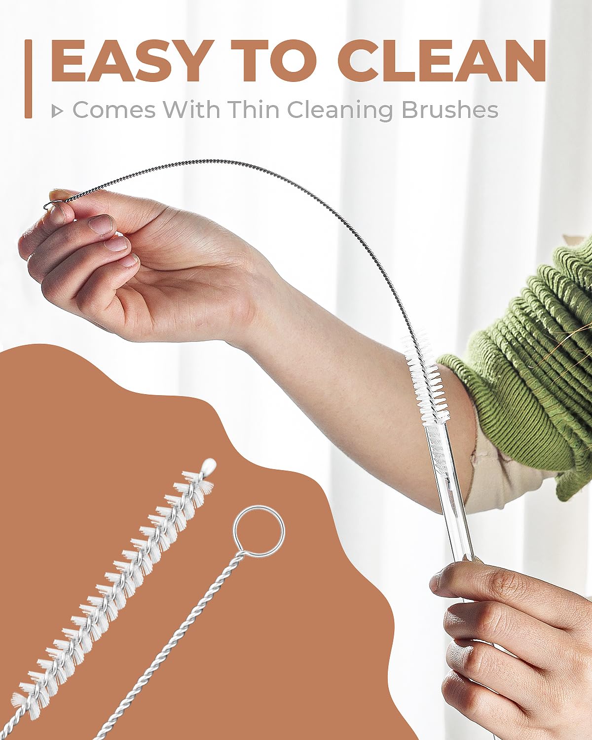 Foogwee® 20 Packs Reusable Glass Straws Set, 8.5'' x 10mm Clear Drinking Straws for Smoothies, Shakes, Coffee, Juice, Sodas, Milk, Tea, Cocktails, Set of 8 Straight and 8 Bent with 4 Cleaning Brushes