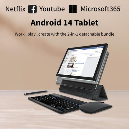 Android 14 Tablet 11inch, Support Face Unlock, 18W Fast Charging, 12GB+128GB+512GB Expand, Octa-core CPU, 8000mAh Large Battery WiFi6, BT5.0,Touchscreen Display, Widevine L1 Tableta, 2in1 Tablet PC