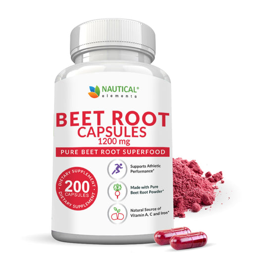 Beet Root Capsules - 1200mg Per Serving - 200 Beet Root Powder Capsules - Beetroot Powder Supports Blood Pressure, Athletic Performance, Digestive, Immune System (Pure, Non-GMO & Gluten Free