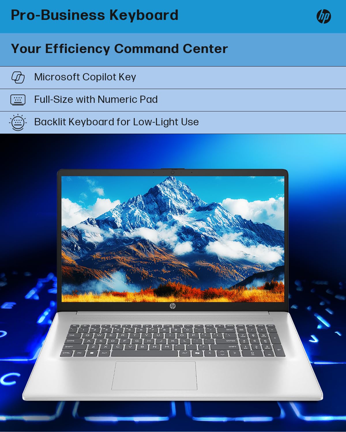 HP Business Touchscreen Laptop 17 inch, Intel Ultra 7 255U, Intel AI Boost (12 NPU TOPS), 64 GB DDR5, 2 TB SSD, 17.3" HD+ Touchscreen, Backlit Keyboard, Wi-Fi 6, Copilot, Windows 11 Pro, w/Accessories