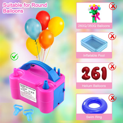 Balloon Pump Electric, 110V 600W Balloon Blower Inflator Dual Nozzle Air Pump Balloons Inflator for Decoration, Party, Sport,Gifts:2 Balloon Tying Tools