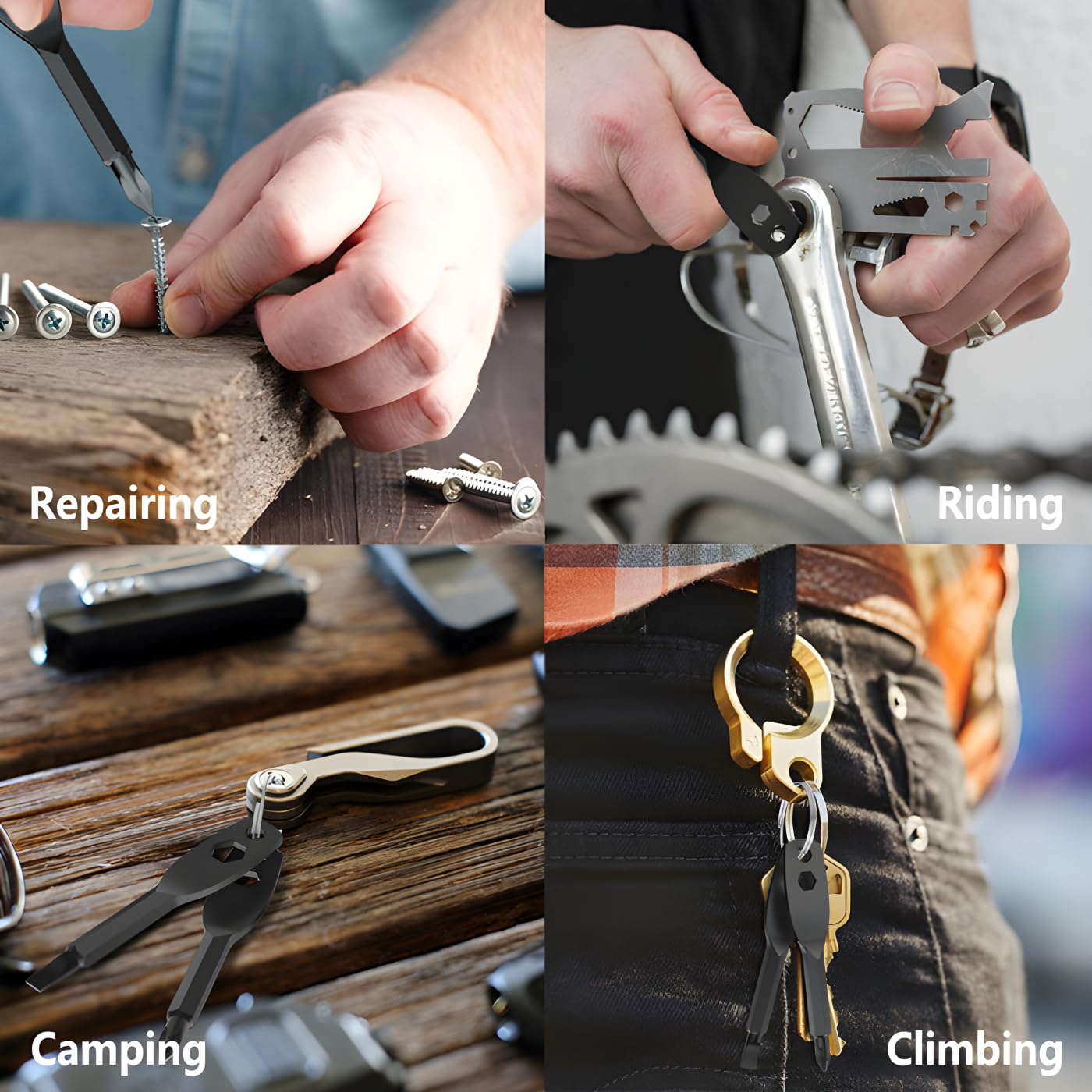 Stocking Stuffers for Men, 4-in-1 Pocket Screwdriver Keychain Tools, Mens Christmas Gifts for Dad Husband Boyfriends, White Elephant Gift Adults Cool Gadgets - Black