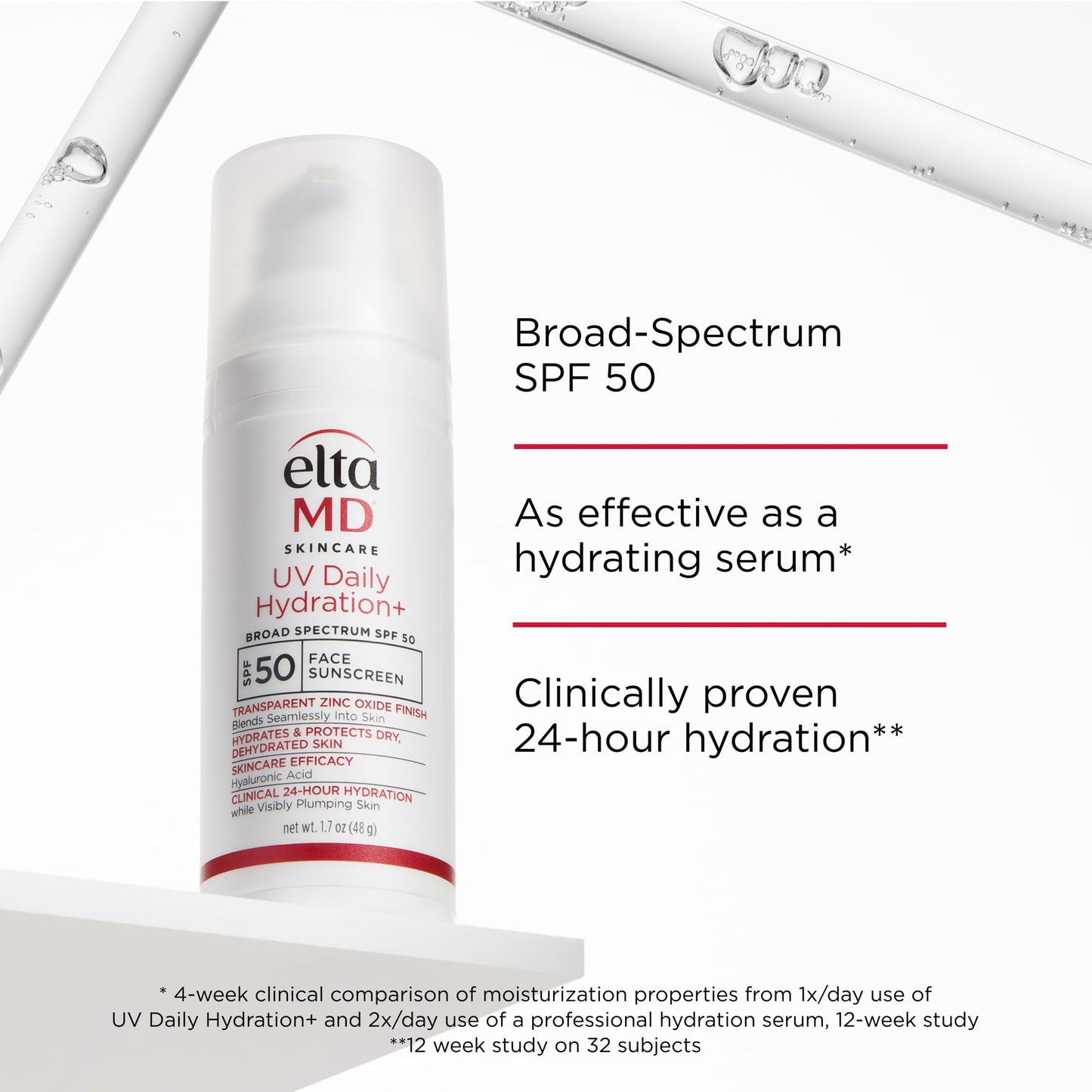 EltaMD UV Daily Hydration+ SPF 50, Dermatologist Trusted Lightweight Hybrid Sunscreen Providing Advanced Sun Protection and Corrective Skin Hydration.