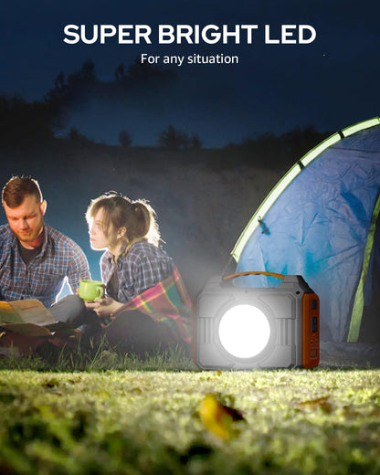 Portable Power Station Bank 300W Rated(600W Peak),220Wh Solar Powered Power Bank with 2 AC Outlet 110V Pure Sine Wave, 60000mAh Power Bank Lithium Battery Pack for Home Outdoor Camping Emergency