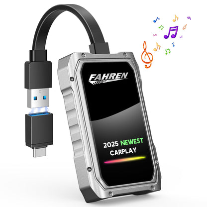 Fahren 2025 Upgraded Wireless CarPlay Adapter for iPhone, Fastest & Stablest 5G WiFi & 5.4 Bluetooth Apple CarPlay Dongle with RGB Light, Compatible with iPhone 8+ & Android Phones, Cars from 2017
