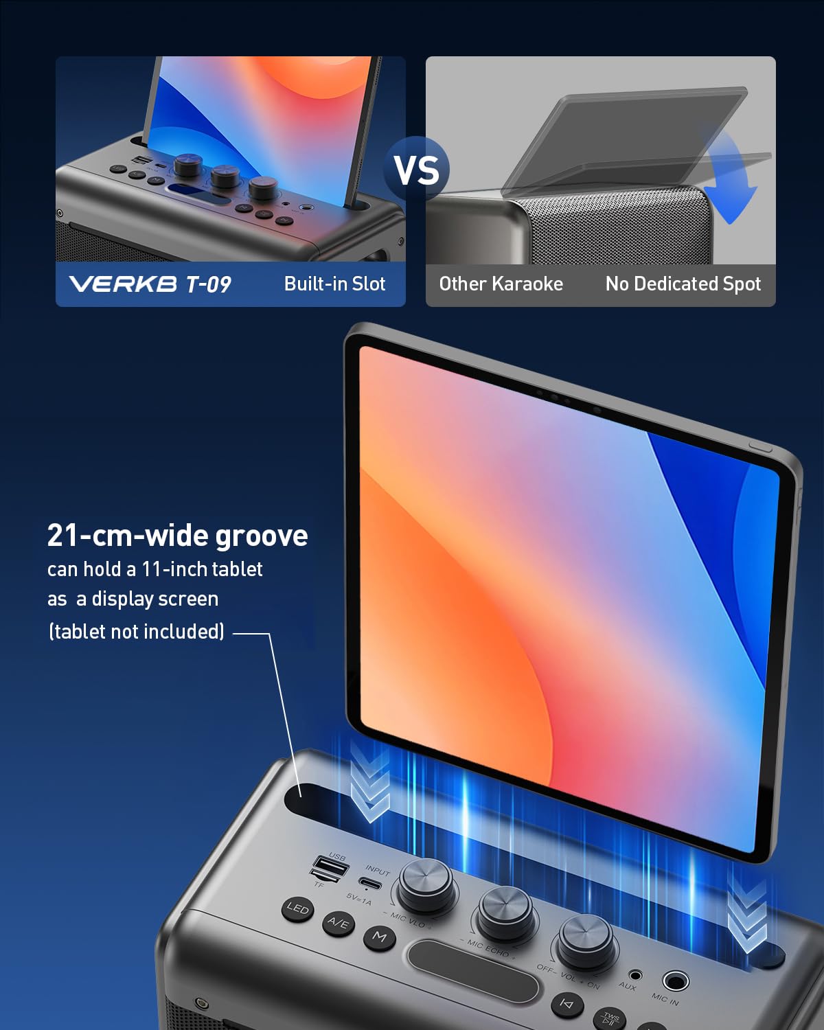 Karaoke Machine with 2 Wireless Rechargeable Microphones: Portable Bluetooth Speaker for Adults & Kids - PA System with Lights Supports TWS/TF Card/USB/AUX for Home Party